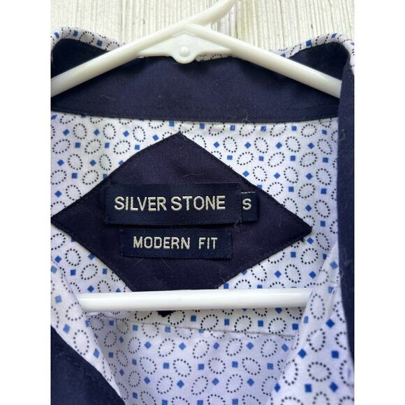 Silverstone Geometric Print Modern Fit Button Up S - Picture 4 of 7